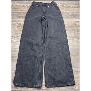 Abercrombie & Fitch The Wide Leg High Rise Jeans Washed Black 24L Retro Urban‎